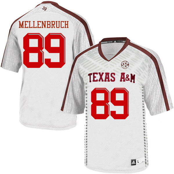 Men #89 Justin Mellenbruch Texas Aggies College Football Jerseys Sale-White